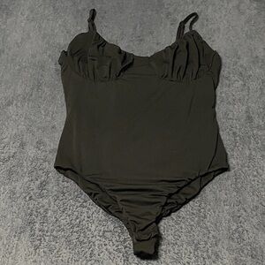 Princess Polly Levey Bodysuit Womens 10 Black Shirred Cup Spaghetti Strap Edgy